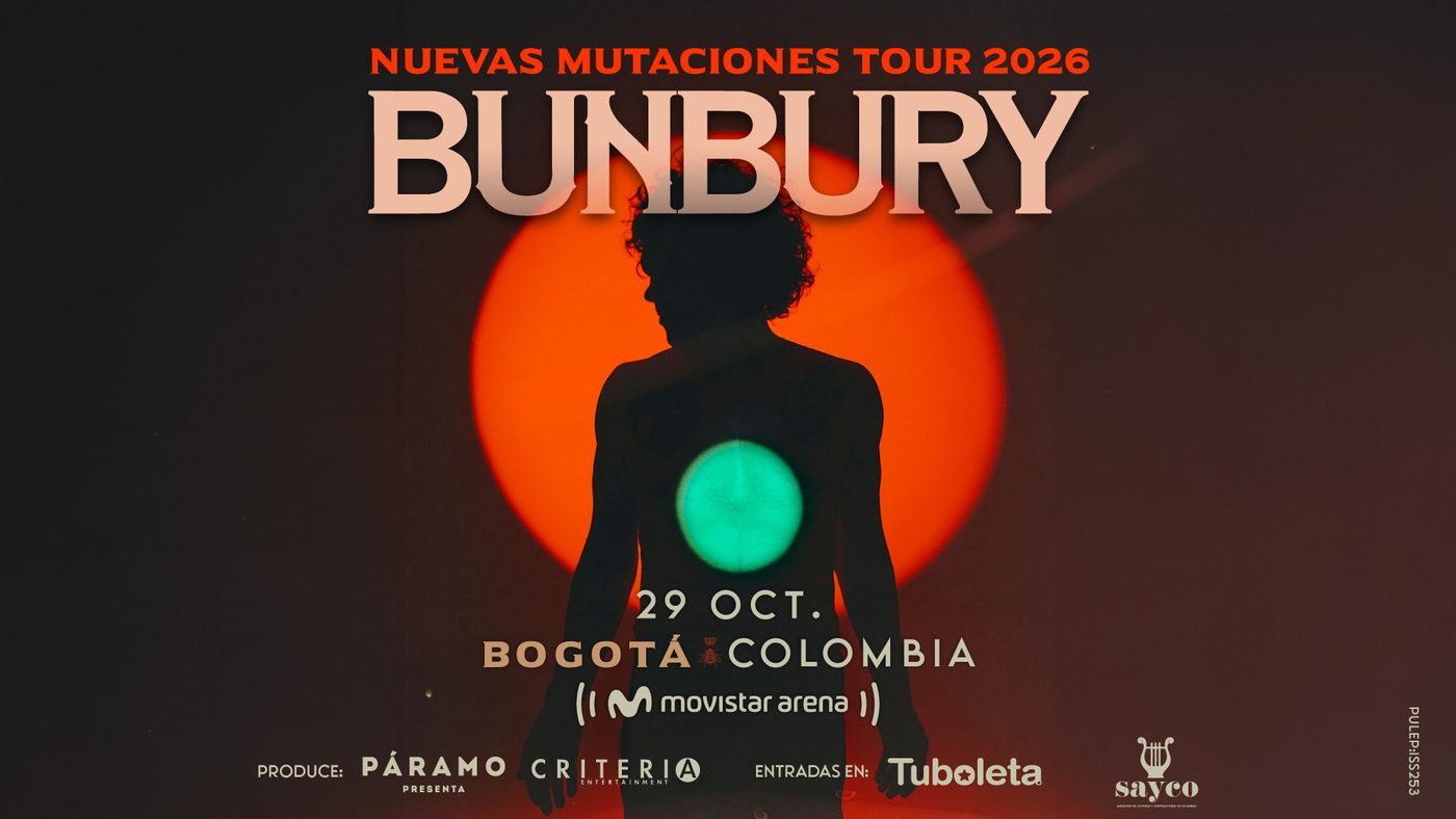 Enrique Bunbury Bogotá 2026 actuando en el Movistar Arena durante el Nuevas Mutaciones Tour