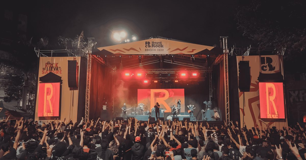 Público y tarima del festival Ibagué Ciudad Rock 2026 en el Patio de Banderas de la Unidad Deportiva